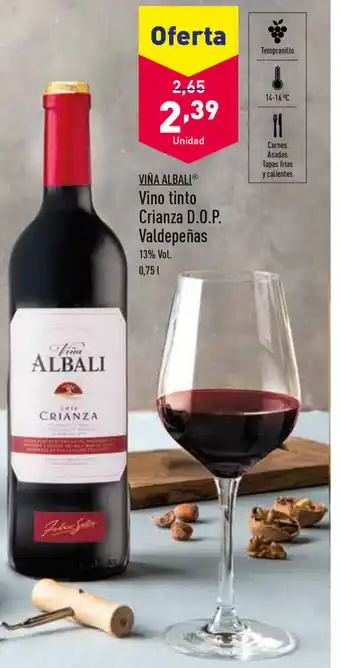 ALDI Viña Albali Vino tinto Crianza D.O.P. Valdepeñas 0,75 L oferta