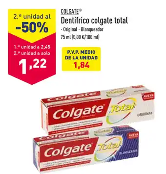 ALDI Colgate Dentrifico colgate total 75 ml oferta