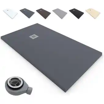 Brico Depôt Plato ducha resina terra | grafito 90x180 textura pizarra |+válvula|180x90 oferta