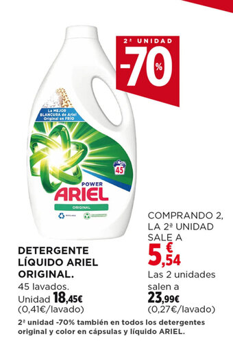 Hipercor DETERGENTE LÍQUIDO ARIEL ORIGINAL oferta