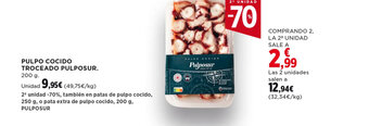Hipercor PULPO COCIDO TROCEADO PULPOSUR. 200 g. oferta