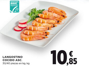 Hipercor LANGOSTINO COCIDO ASC. 30/40 piezas en kg oferta
