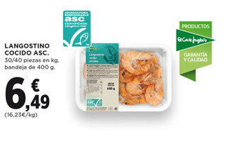 Hipercor LANGOSTINO COCIDO ASC. 30/40 piezas en kg oferta