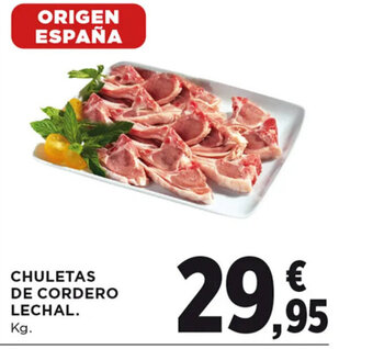 Hipercor CHULETAS DE CORDERO LECHAL. Kg. oferta