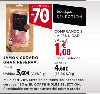 Hipercor JAMÓN CURADO GRAN RESERVA. 150 g. oferta