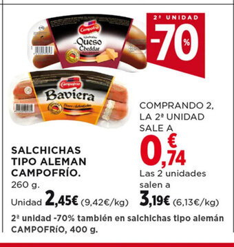 Hipercor SALCHICHAS TIPO ALEMAN CAMPOFRÍO. 260 g oferta