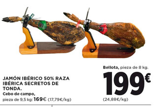 Hipercor JAMÓN IBÉRICO 50% RAZA IBÉRICA SECRETOS DE TONDA. oferta