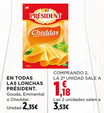 Hipercor EN TODAS LAS LONCHAS PRÉSIDENT oferta