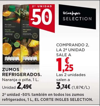 Hipercor ZUMOS REFRIGERADOS. Naranja o piña, 1 L. oferta