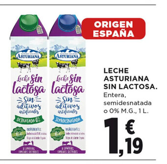 Hipercor LECHE ASTURIANA SIN LACTOSA oferta