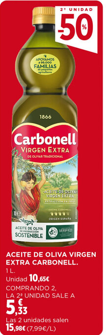 Hipercor ACEITE DE OLIVA VIRGEN EXTRA CARBONELL 1 L. oferta