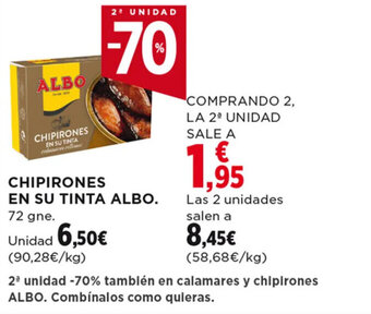 Hipercor CHIPIRONES EN SU TINTA ALBO 72 gne. oferta