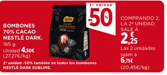 Hipercor BOMBONES 70% CACAO NESTLÉ DARK 165 g oferta