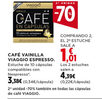 Hipercor CAFÉ VAINILLA VIAGGIO ESPRESSO oferta