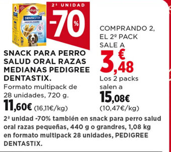 Hipercor SNACK PARA PERRO SALUD ORAL RAZAS MEDIANAS PEDIGREE DENTASTIX oferta