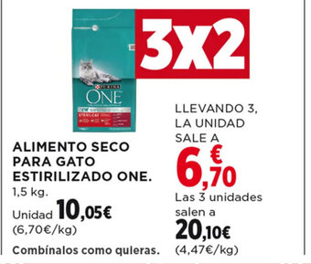 Hipercor ALIMENTO SECO PARA GATO ESTIRILIZADO ONE 1.5 kg oferta