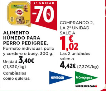 Hipercor ALIMENTO HÚMEDO PARA PERRO PEDIGREE oferta