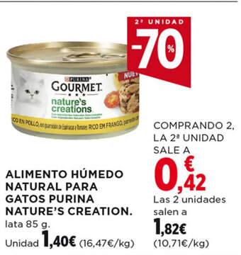 Hipercor ALIMENTO HÚMEDO NATURAL PARA GATOS PURINA NATURE'S CREATION. lata 85 g oferta