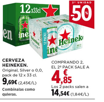 Hipercor CERVEZA HEINEKEN pack de 12 x 33 cl. oferta