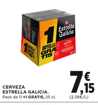 Hipercor CERVEZA ESTRELLA GALICIA. Pack de 11 +1 GRATIS, 25 cl. oferta