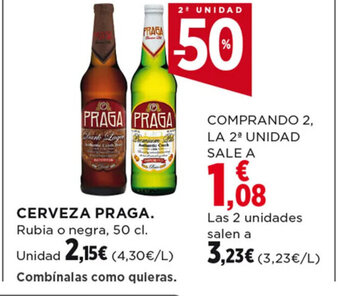 Hipercor CERVEZA PRAGA. Rubia o negra, 50 cl. oferta