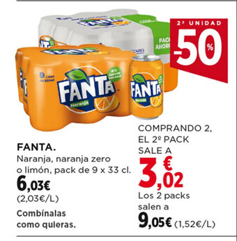Hipercor FANTA pack de 9 x 33 cl. oferta