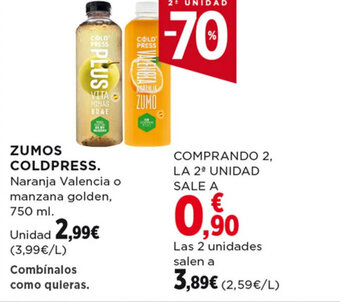 Hipercor ZUMOS COLDPRESS 750 ml. oferta