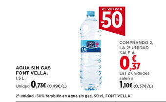 Hipercor AGUA SIN GAS FONT VELLA 1.5 L. oferta