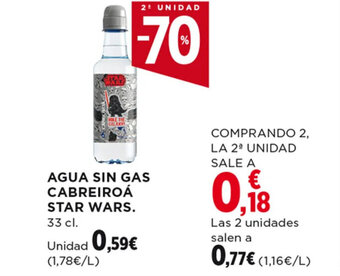 Hipercor AGUA SIN GAS CABREIROÁ STAR WARS 33 cl. oferta