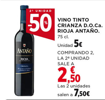 Hipercor VINO TINTO CRIANZA D.O.Ca. RIOJA ANTAÑO. 75 cl. oferta