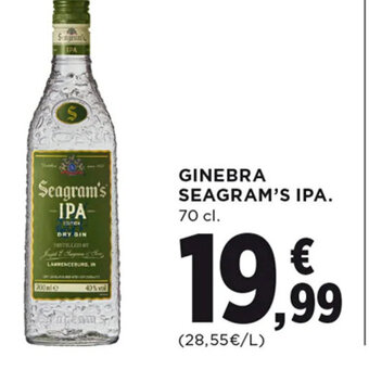 Hipercor GINEBRA SEAGRAM'S IPA. 70 cl. oferta