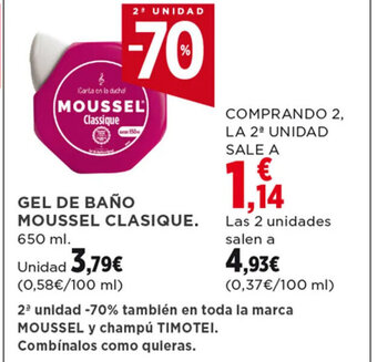 Hipercor GEL DE BAÑO MOUSSEL CLASIQUE 650 ml oferta