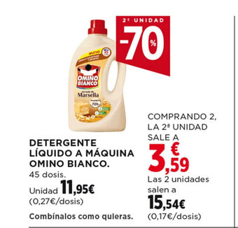 Hipercor DETERGENTE LÍQUIDO A MÁQUINA OMINO BIANCO. 45 dosis. oferta