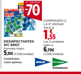 Hipercor DESINFECTANTES WC BREF. Formato triplo oferta