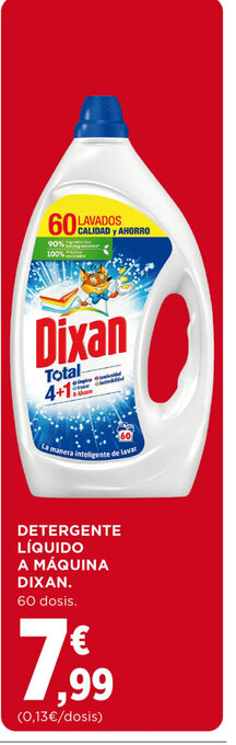 Hipercor DETERGENTE LÍQUIDO A MÁQUINA DIXAN. 60 dosis. oferta