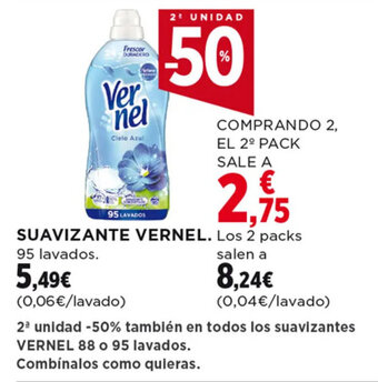 Hipercor SUAVIZANTE VERNEL 95 lavados oferta