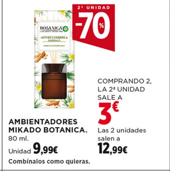 Hipercor AMBIENTADORES MIKADO BOTANICA. 80 ml. oferta