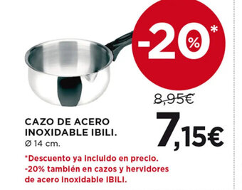 Hipercor CAZO DE ACERO INOXIDABLE IBILI. Ø 14 cm. oferta