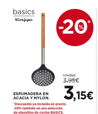 Hipercor ESPUMADERA EN ACACIA Y NYLON oferta