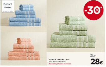 Hipercor SET DE 6 TOALLAS LIRIO oferta