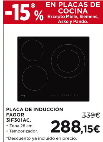Hipercor PLACA DE INDUCCIÓN FAGOR 31F301AC oferta
