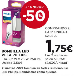 Hipercor BOMBILLA LED VELA PHILIPS oferta