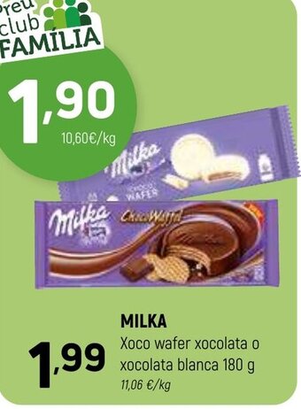 Coviran MILKA Xoco wafer xocolata o xocolata blanca 180 g oferta