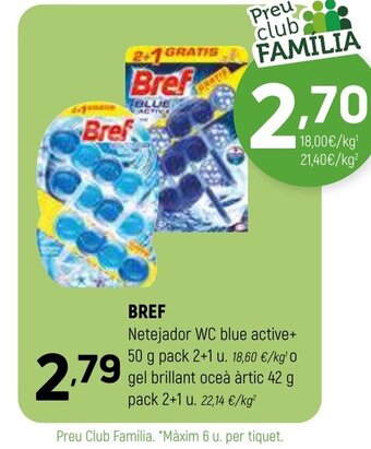Coviran BREF Netejador WC blue active+ 50 g pack oferta