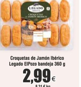 FROIZ Croquetas de Jamón Ibérico Legado ElPozo bandeja 360 g oferta