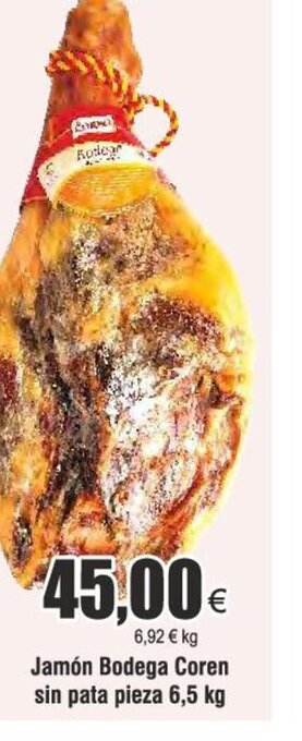 Froiz Jamón Bodega Coren sin pata pieza 6,5 kg oferta