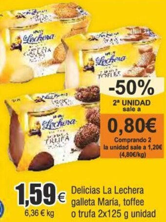FROIZ Delicias La Lechera galleta María, toffee o trufa 2x125 g unidad oferta