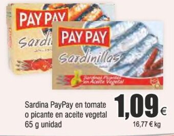 Froiz Sardina PayPay en tomate o picante en aceite vegetal 65 g unidad oferta