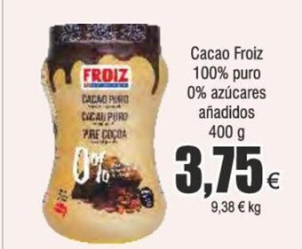 Froiz Cacao Froiz 100% puro 0% azúcares añadidos 400 g oferta
