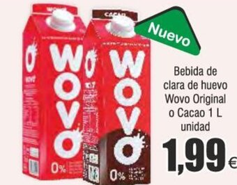 Froiz Bebida de clara de huevo Wovo Original o Cacao 1 L unidad oferta